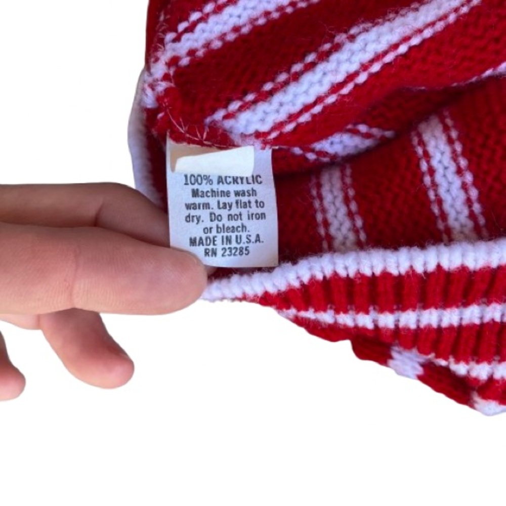 Adele Knitwear Vintage Mock Neck Pullover Sweater Red White Stripe Size 3 (S/M) - Picture 7 of 7